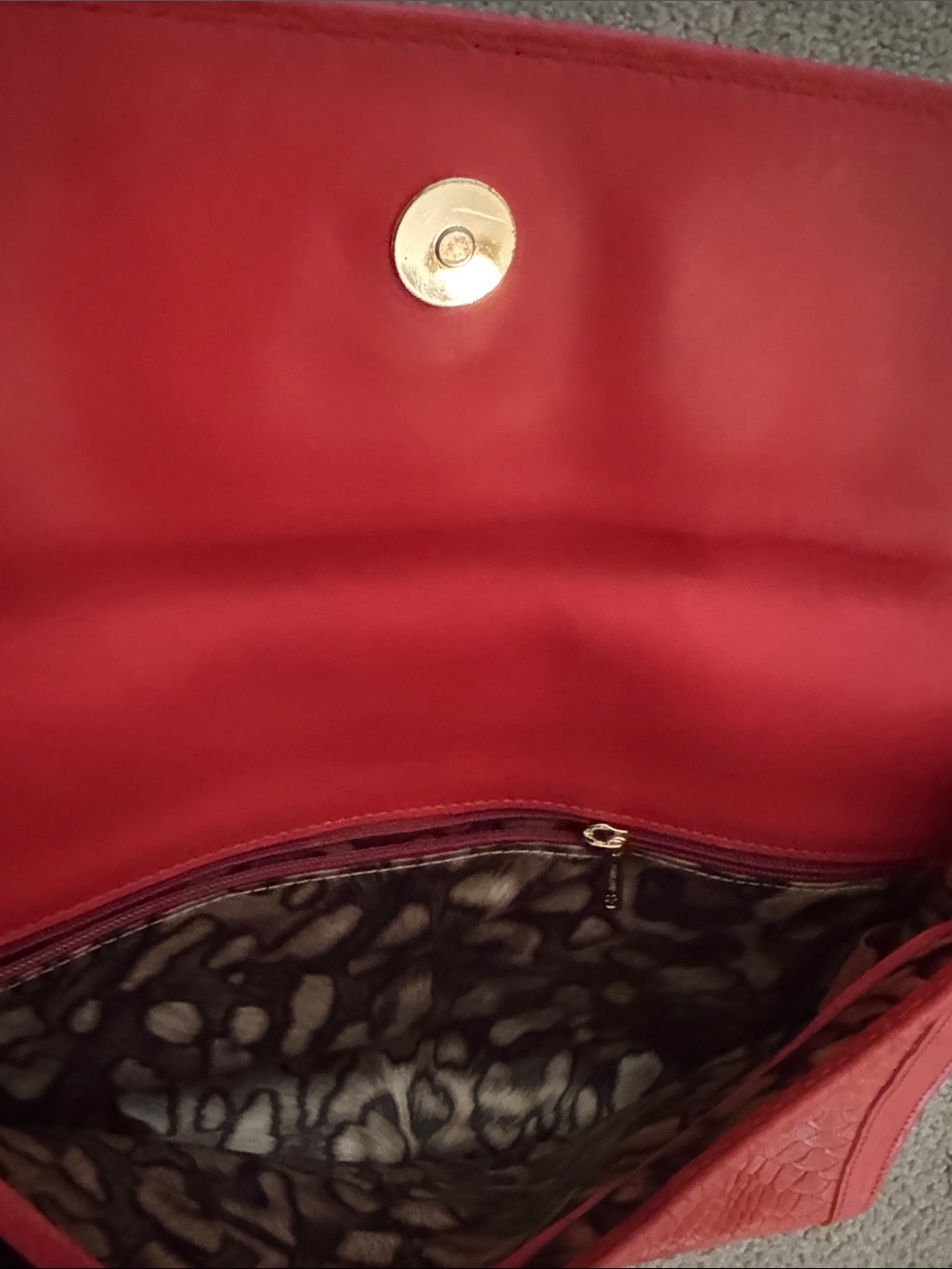 Longchamp Orange Embossed Leather Clutch with Gold Hardware - Picture 3 of 3
